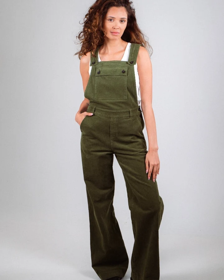 Côtelé Damen vegan Latzhose Angel Olivgrün