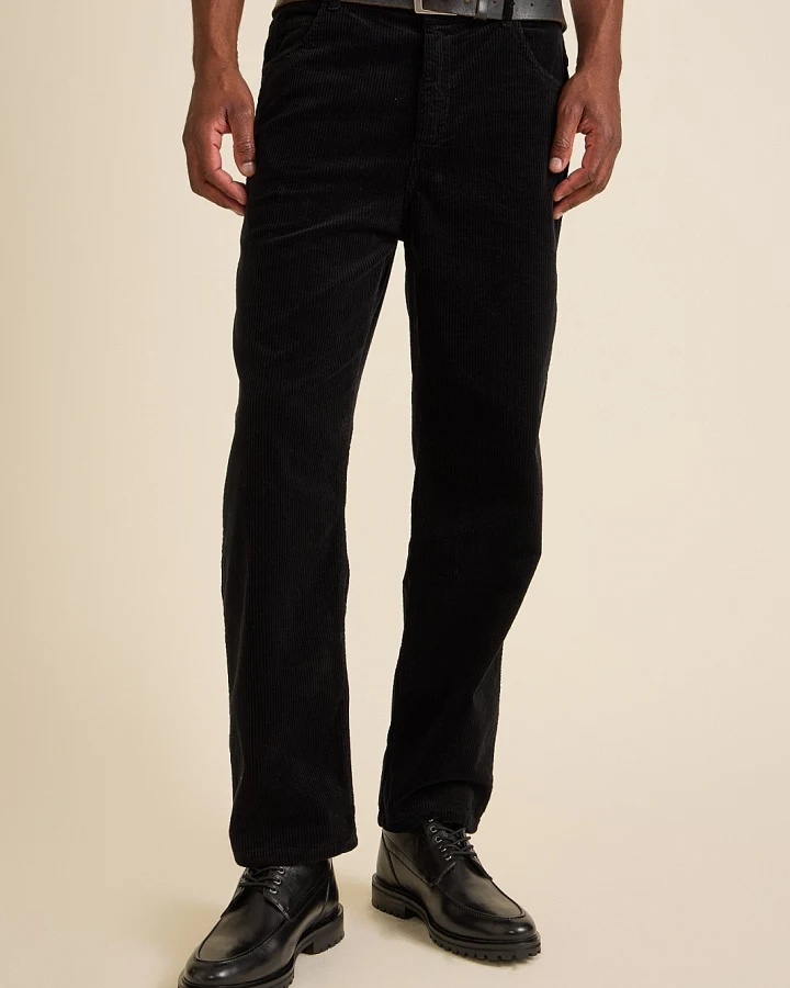 Côtelé Herren vegan Hose Mit Geradem Bein Schwarz
