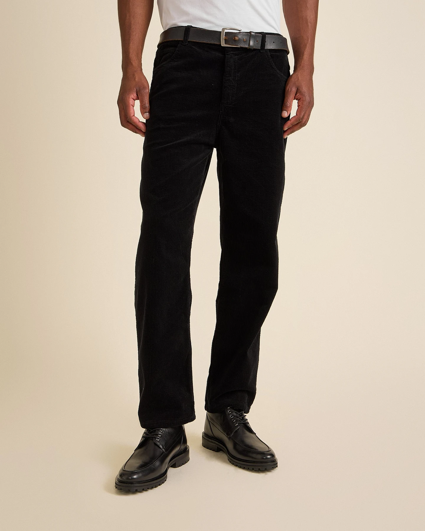 Côtelé Herren vegan Hose Mit Geradem Bein Schwarz – Ansicht 2