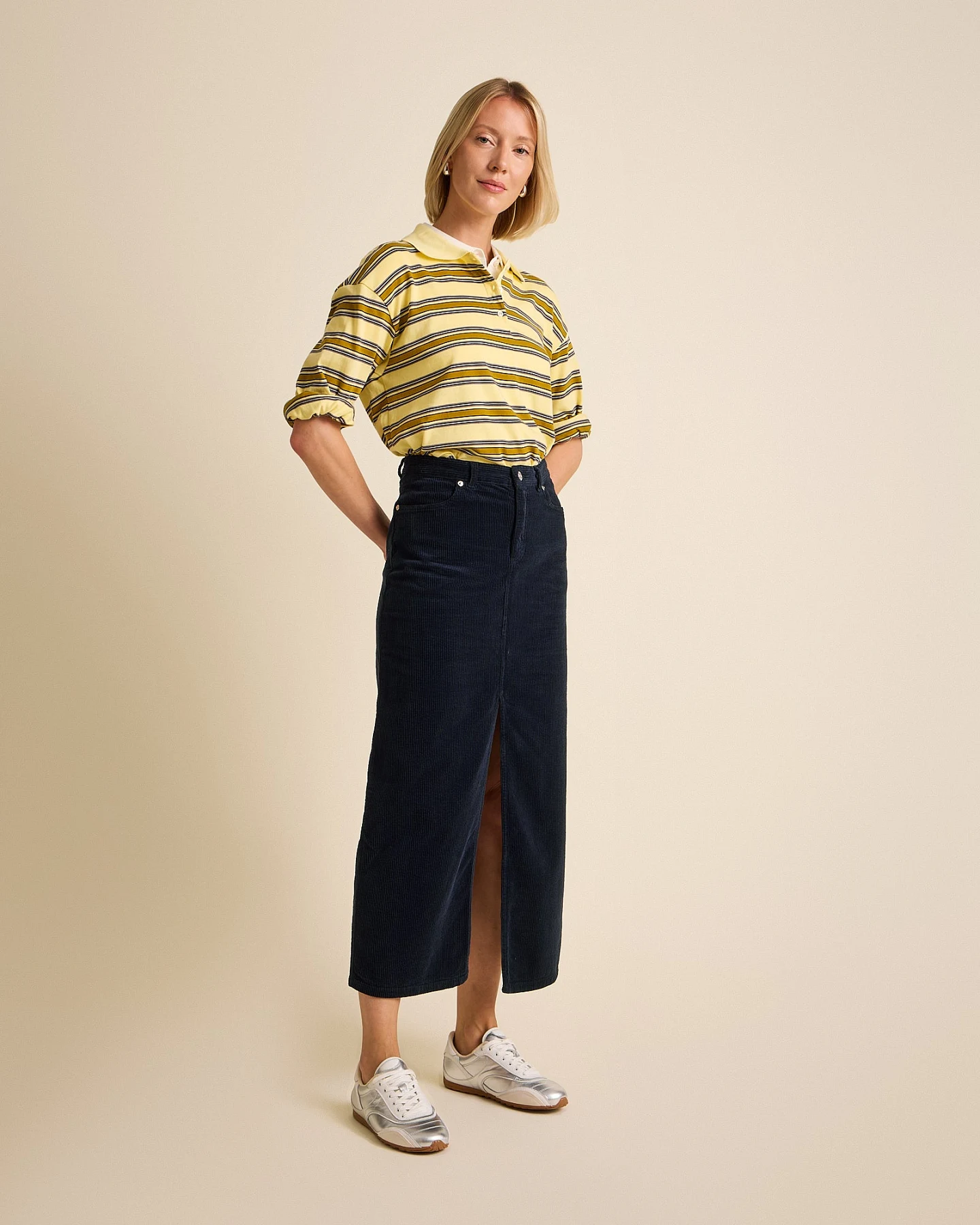 Côtelé Damen vegan Rock Frida Marineblau – Ansicht 2