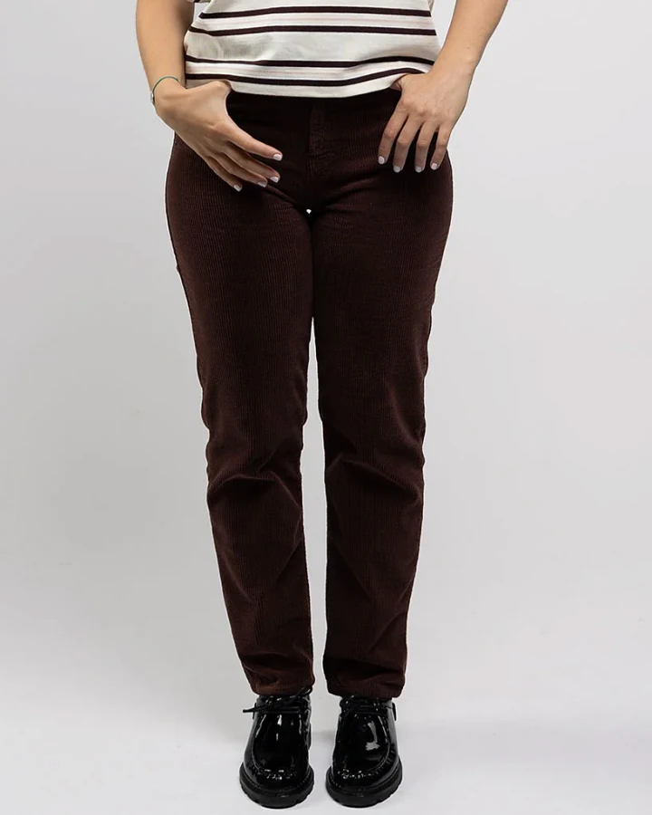 Côtelé Paris Damen vegan Hose Mit Geradem Bein Schokoladenbraun