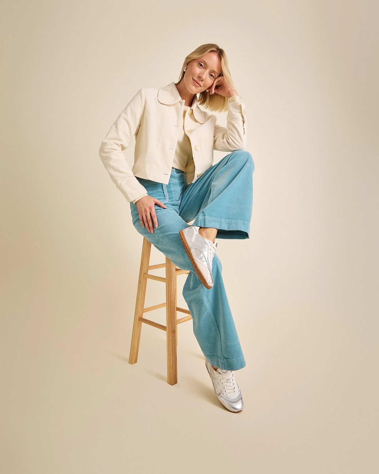Côtelé Damen vegan Hose Jane Sky Blue – Ansicht 2