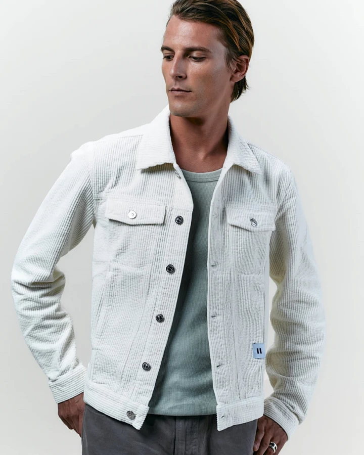 Côtelé Herren vegan Trucker Jacke Jim Ecru