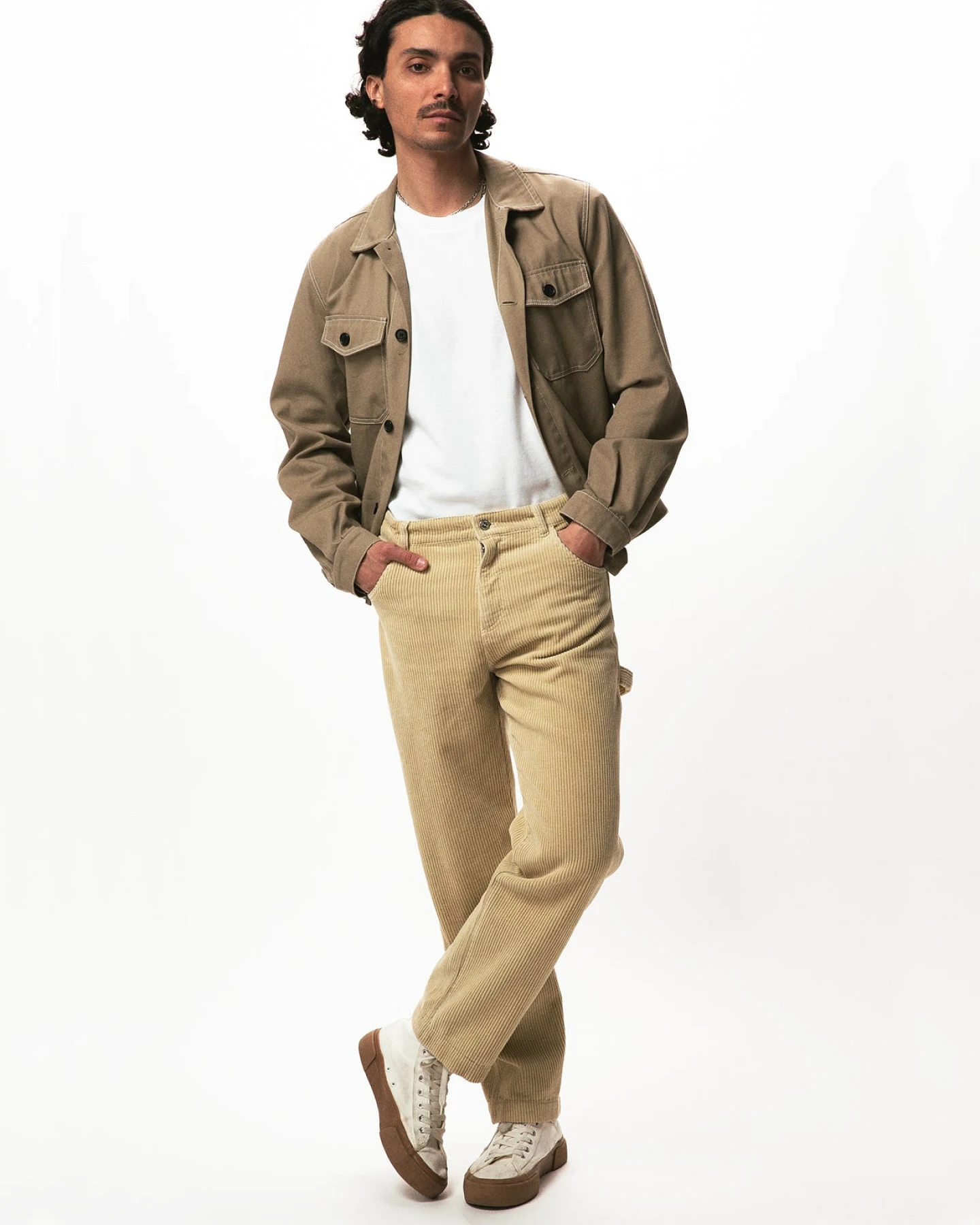 Côtelé Herren vegan Hose Zimmermannshose Stroh Beige – Ansicht 2