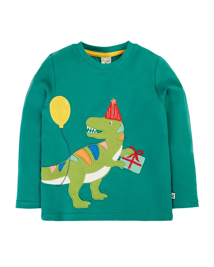 Frugi - Langarmshirt "Dino" grün