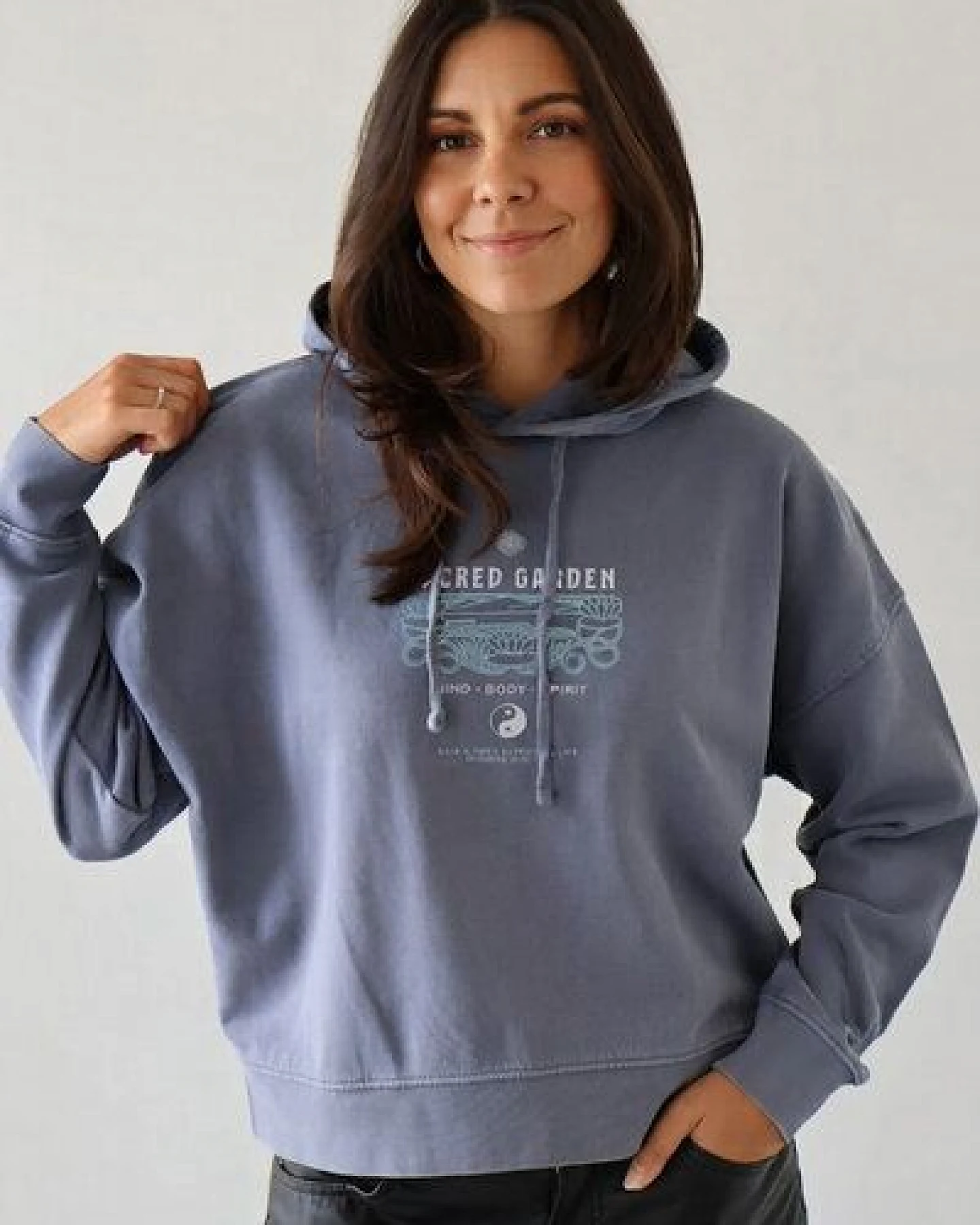 Kultgut Kuschelig weich- Vintagelook- Hoodie/ Sacred Garden – Ansicht 2