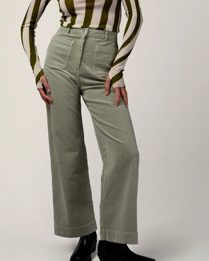 Côtelé Damen vegan Hose Jane Salbeigrün