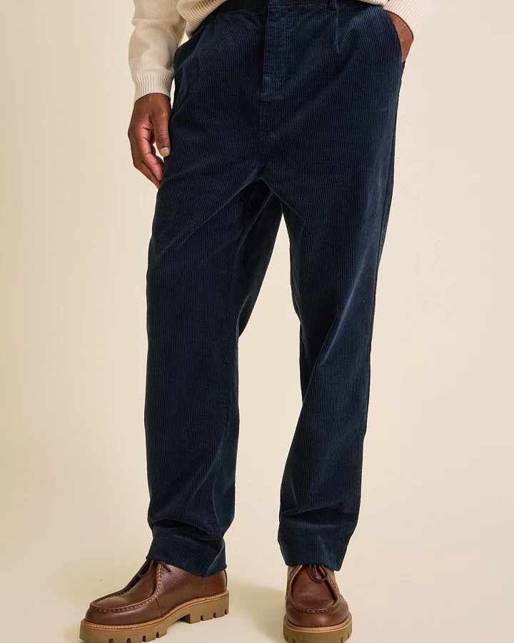 Côtelé Herren vegan Plisseehose In Marineblau