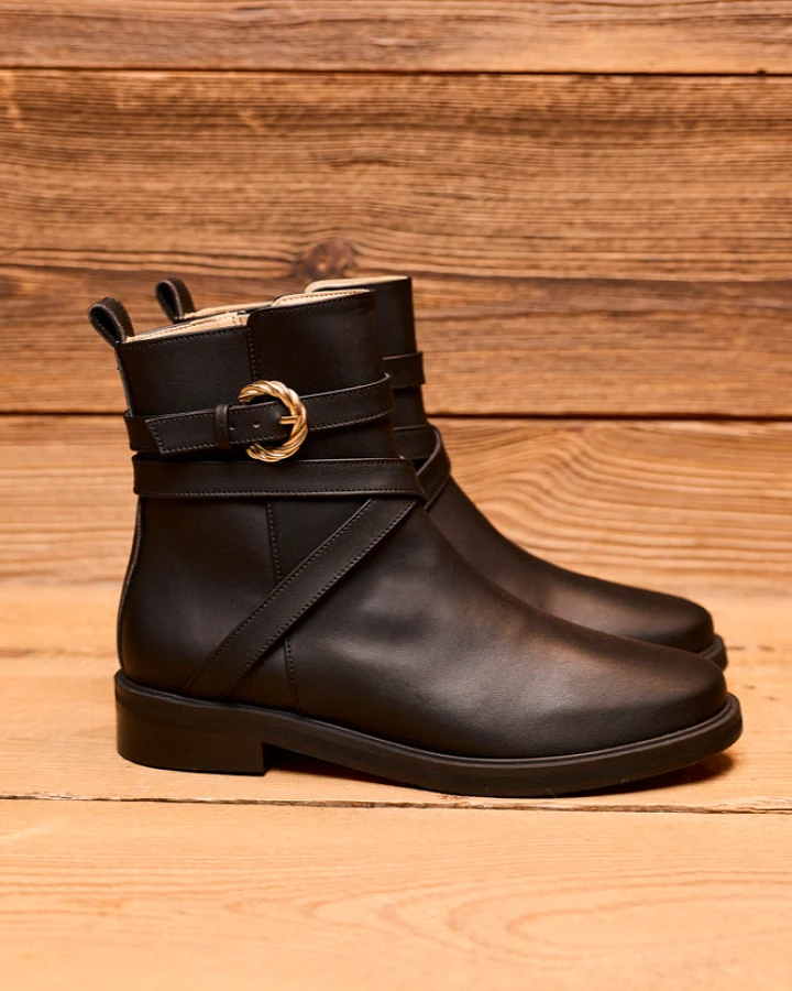 Minuit Sur Terre Damen vegan Stiefel Marmotte Schwarz
