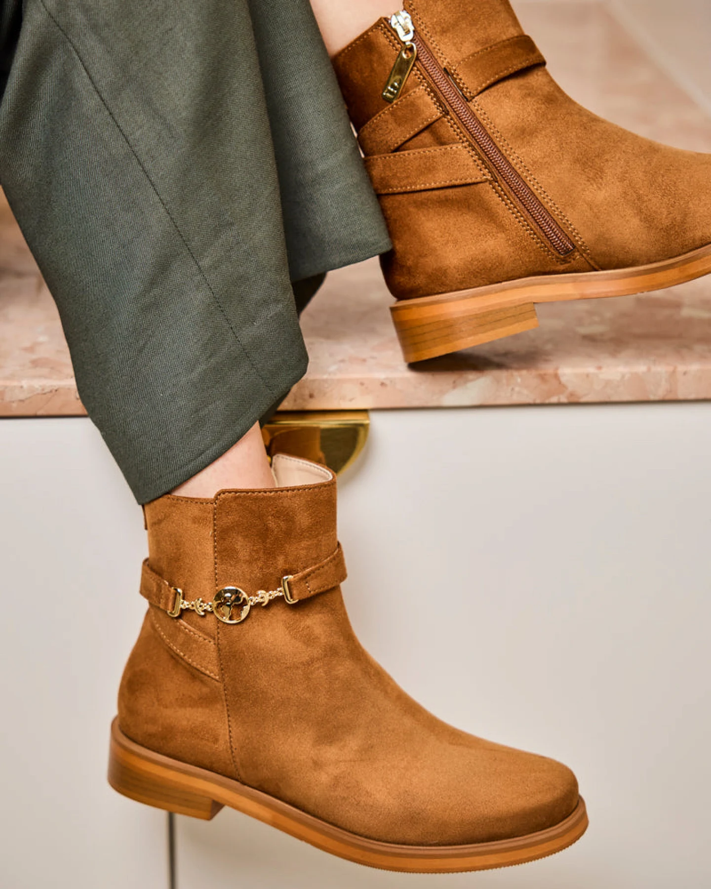 Minuit Sur Terre Damen vegan Stiefel Capsule In Haselnussbraun – Ansicht 2