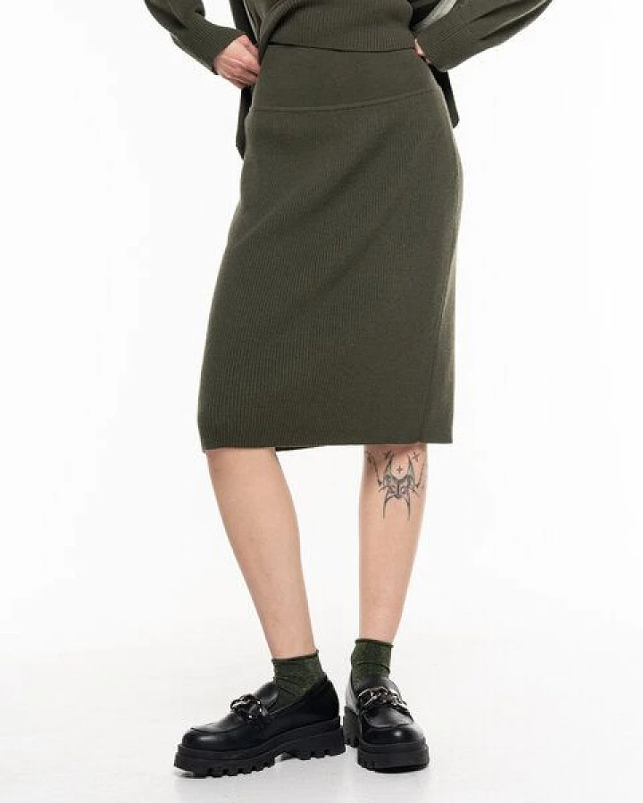 Alma & Lovis Legerer Strickrock aus Organic Cotton-Wool-Mix