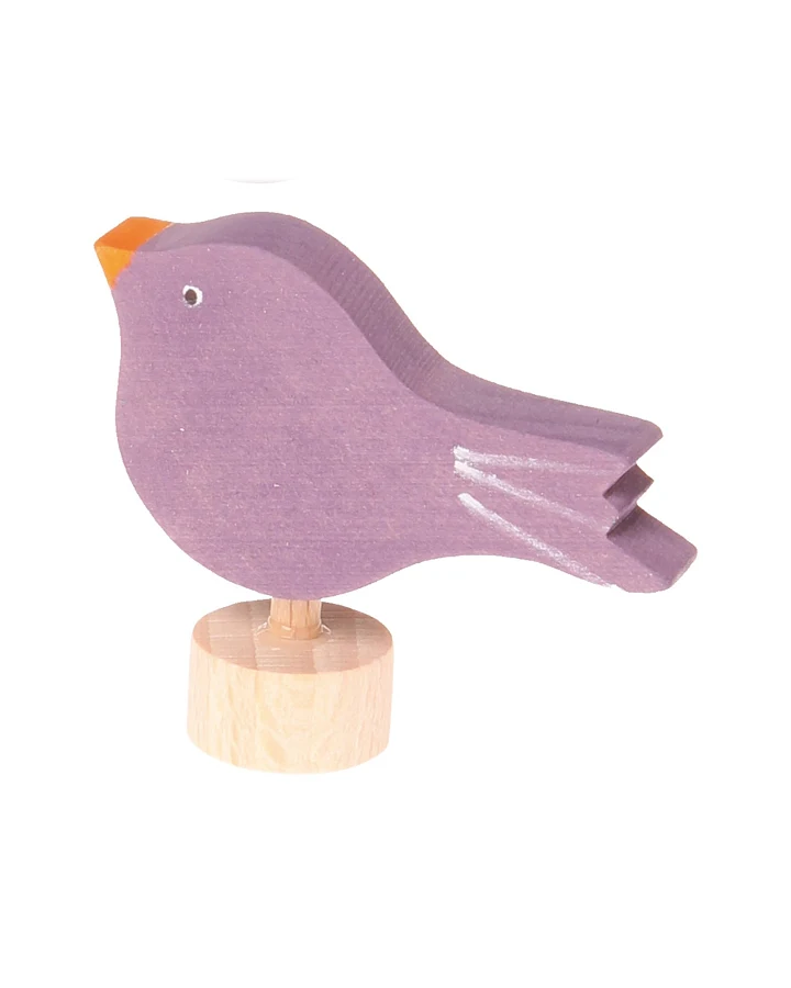 Grimms Sitzender Vogel Steckfigur aus Lindenholz, bunt lasiert Höhe 5 cm