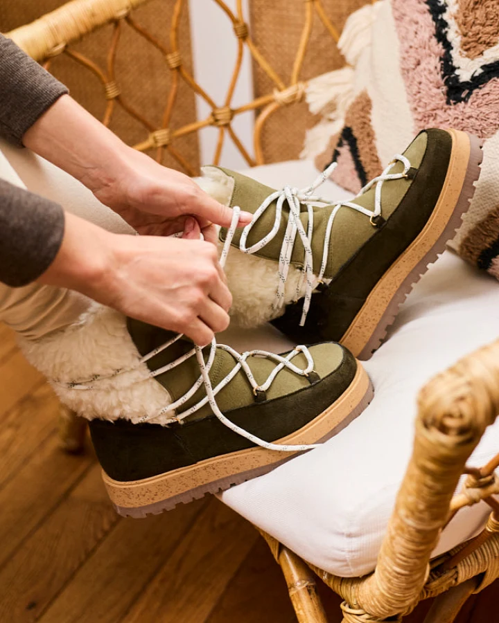Minuit Sur Terre Damen vegan Stiefel Joy Forêt Grün