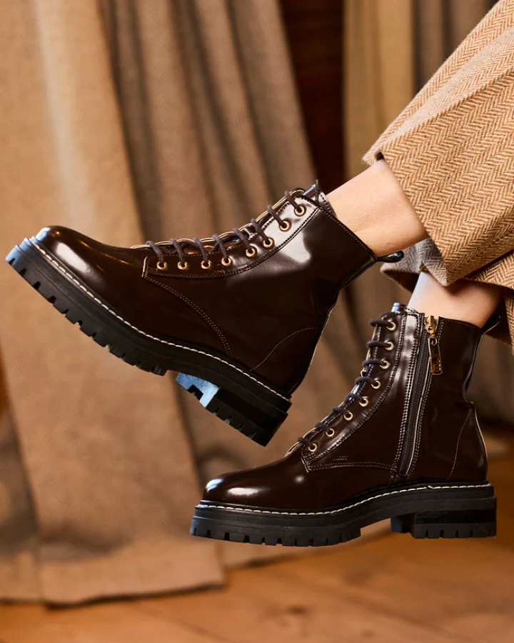 Minuit Sur Terre Damen vegan Stiefel Sybelles Schokoladenbraun
