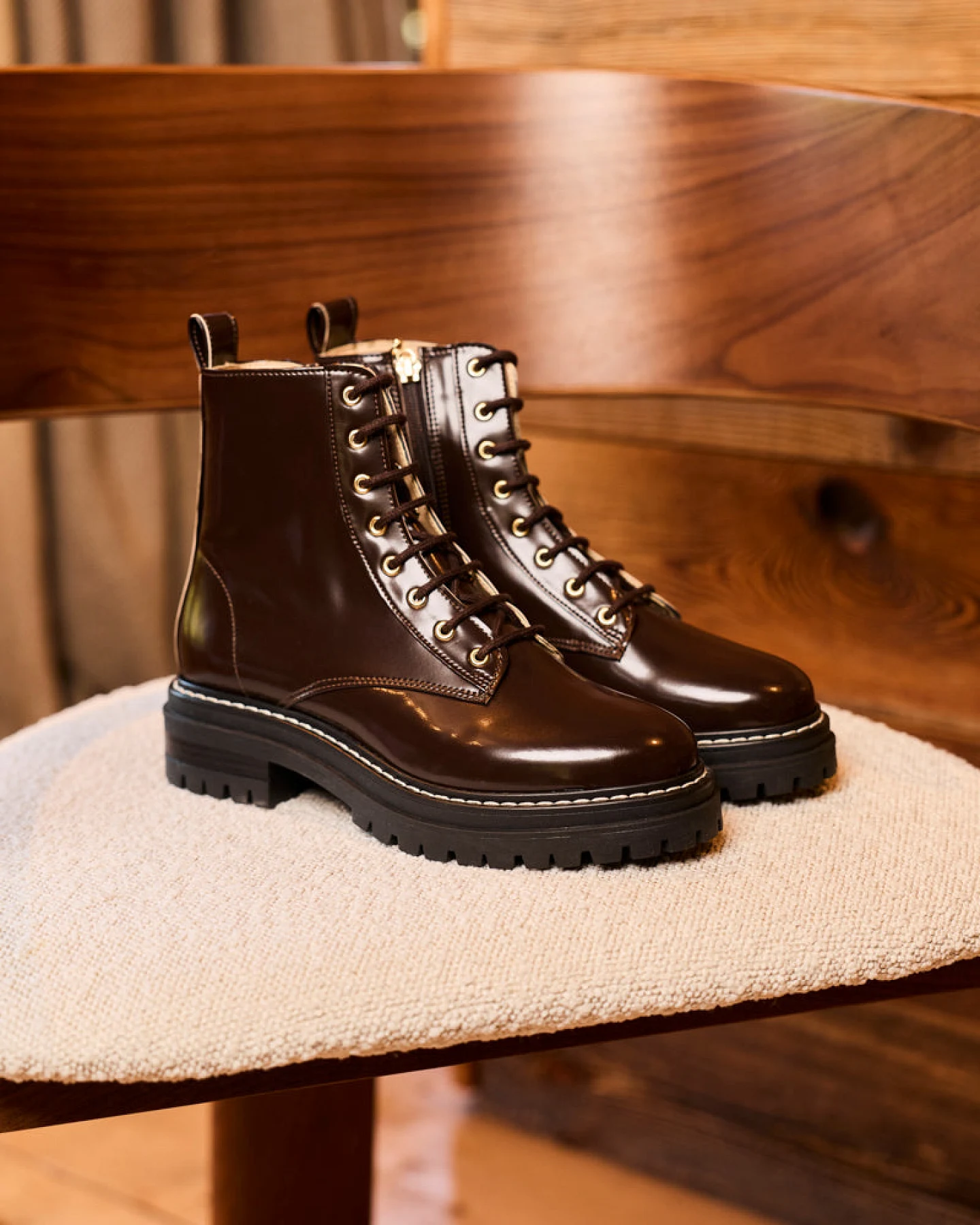 Minuit Sur Terre Damen vegan Stiefel Sybelles Schokoladenbraun – Ansicht 2