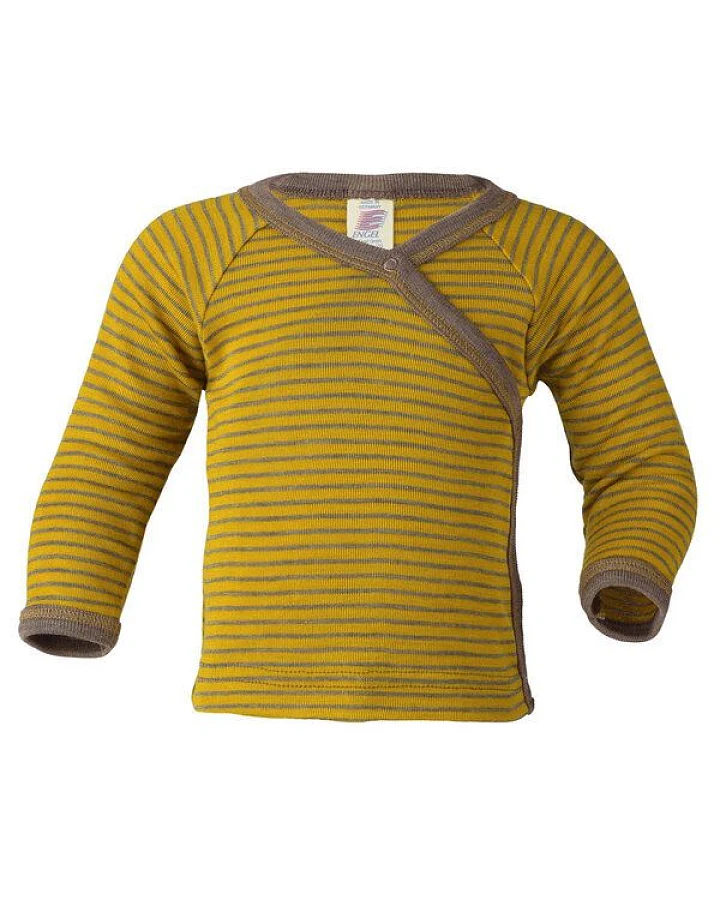 Engel Natur Baby Wickelshirt langarm geringelt Schurwolle/Seide