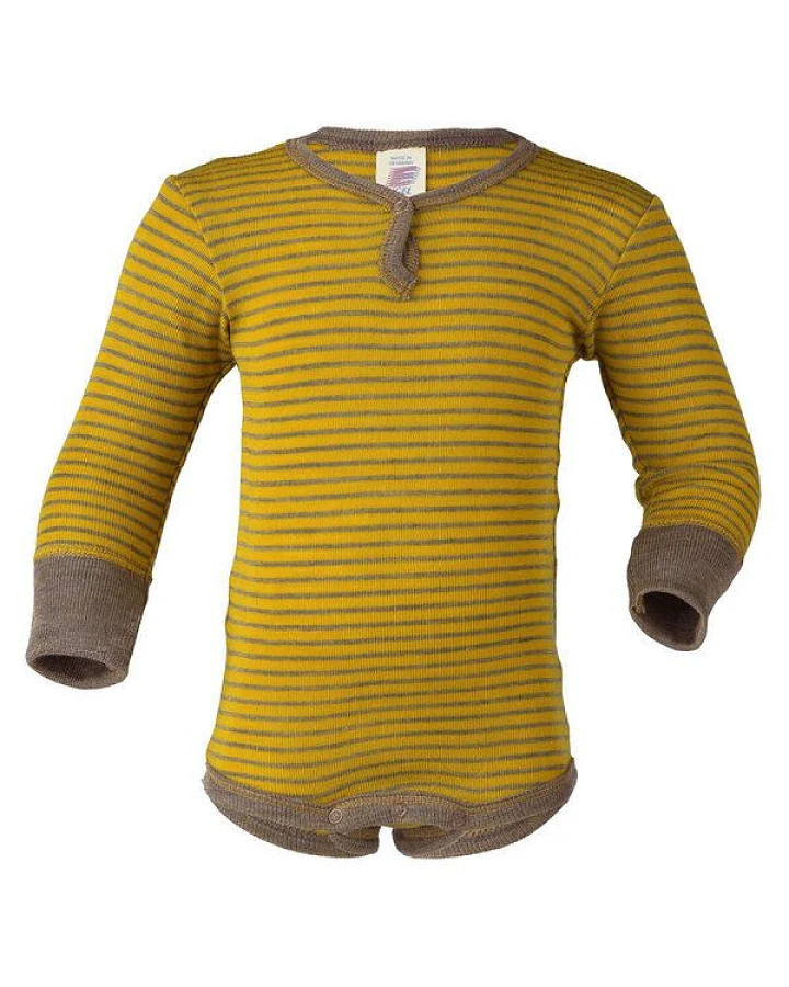 Engel Natur Baby-Body langarm geringelt Schurwolle Seide