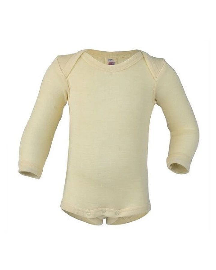 Engel Natur Uni Baby-Body Langarm Schurwolle Seide