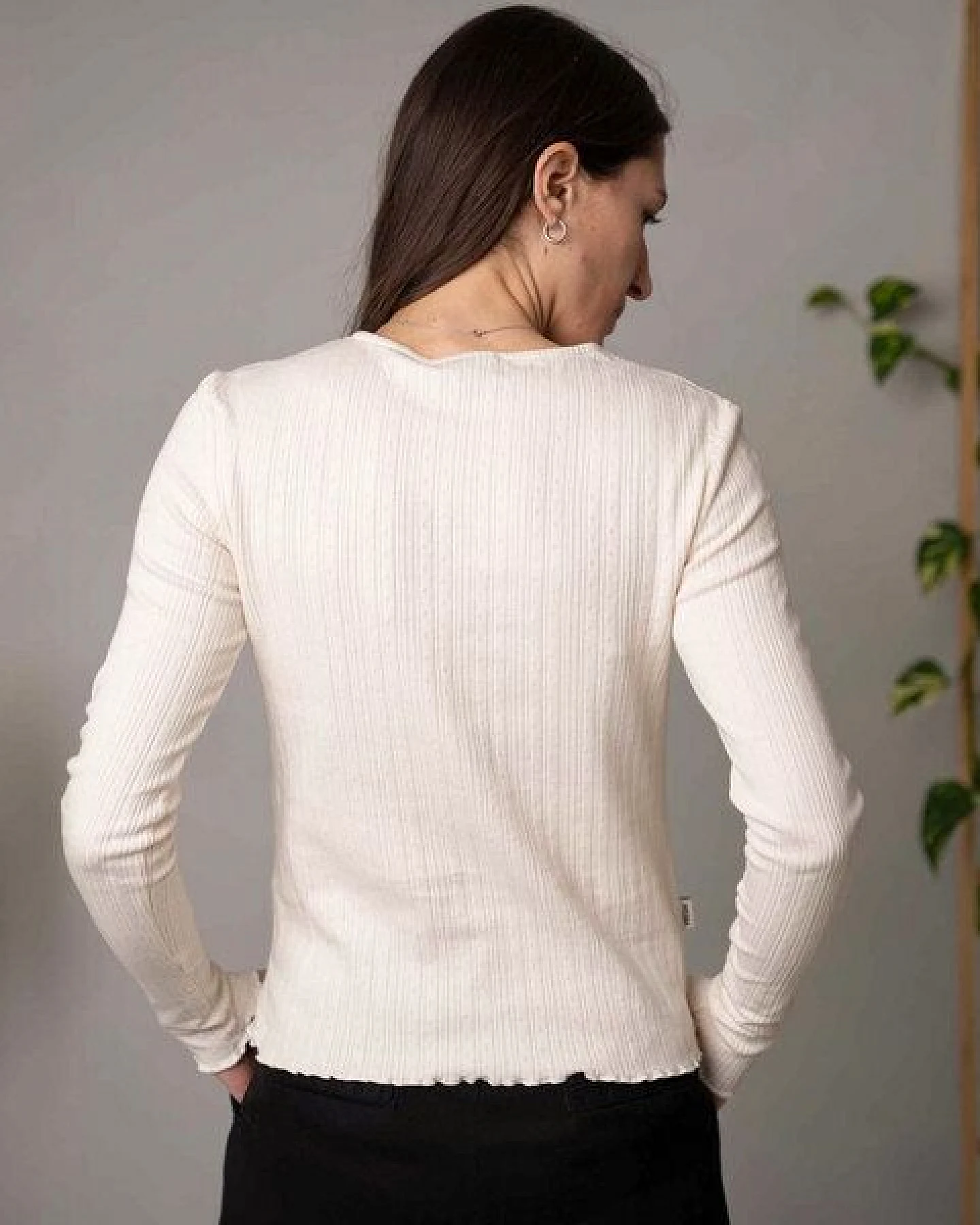 Vresh Clothing Vrederica - Pointelle Longsleeve aus Biobaumwolle – Ansicht 3