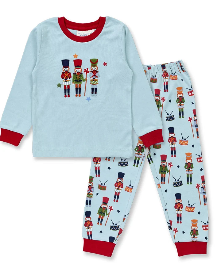 Kinder Schlafanzug mit Nussknacker-Druck, Modell LONG JOHN