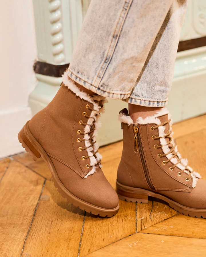 Minuit Sur Terre Damen vegan Stiefel Mémoire In Mokka Braun