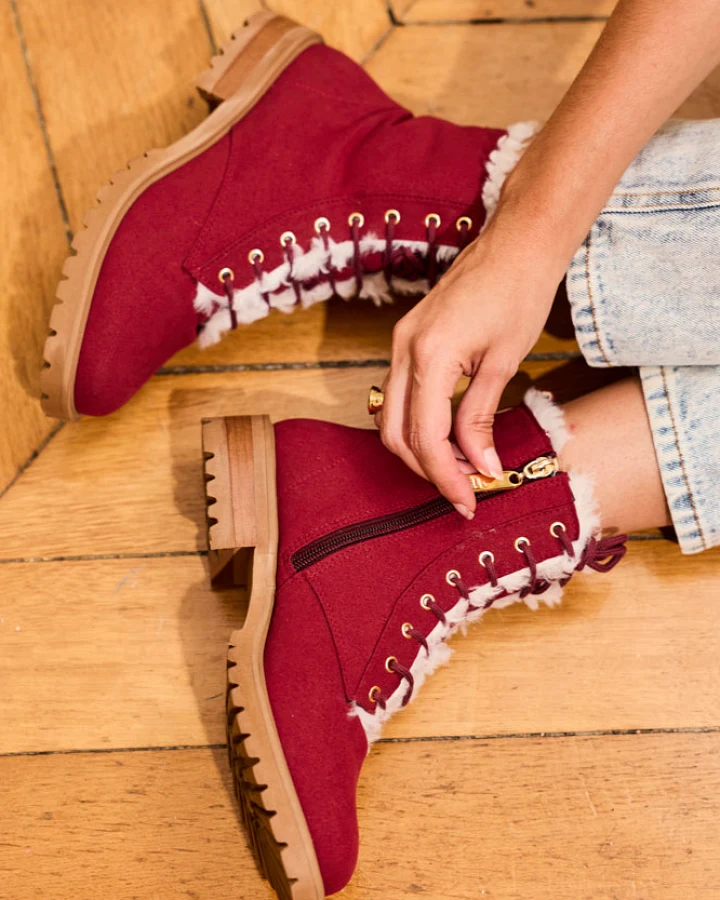 Minuit Sur Terre Damen vegan Stiefel Mémoire Rubis Red