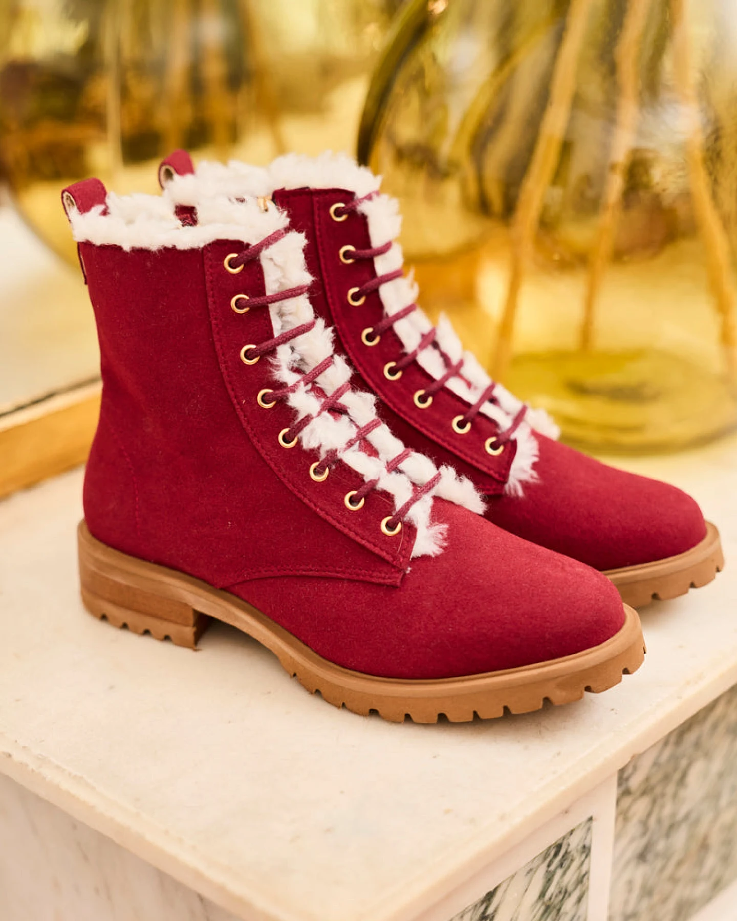 Minuit Sur Terre Damen vegan Stiefel Mémoire Rubis Red – Ansicht 2
