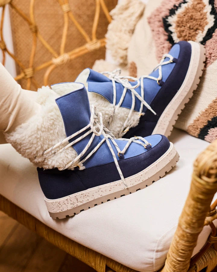 Minuit Sur Terre Damen vegan Stiefel Joy Blau