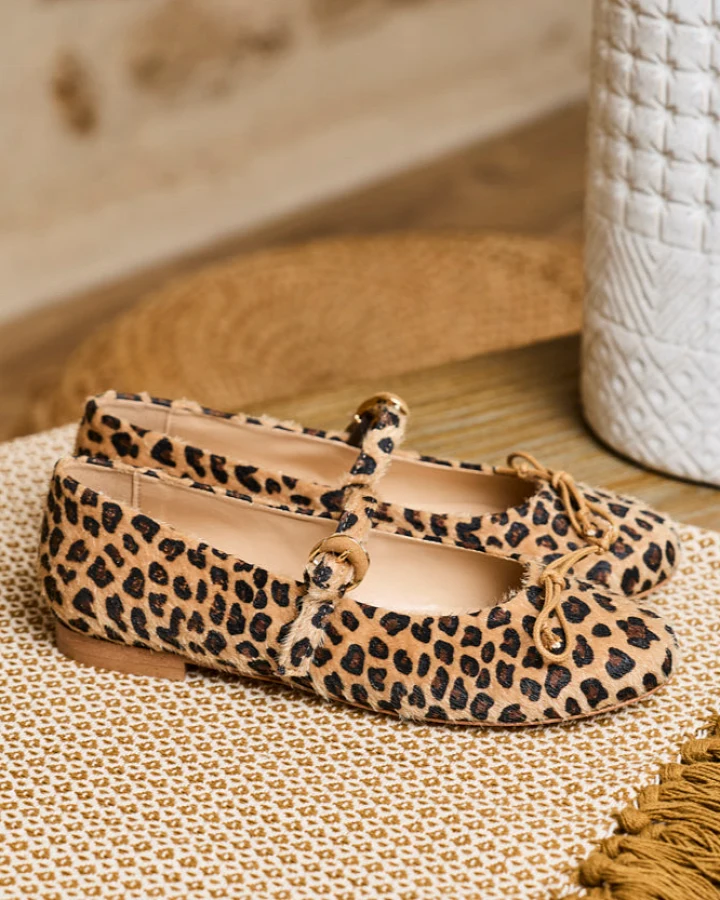 Minuit Sur Terre Damen vegan Ballerinas Mit Silène Léo Print