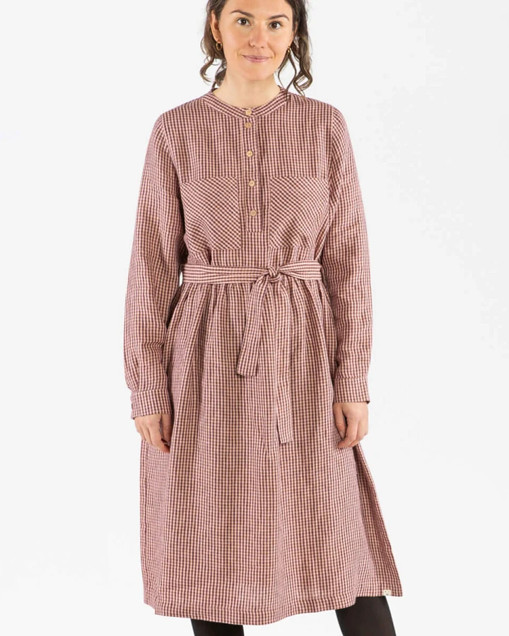 MATONA Damen vegan Kleid Belted Heather Dunkelrot