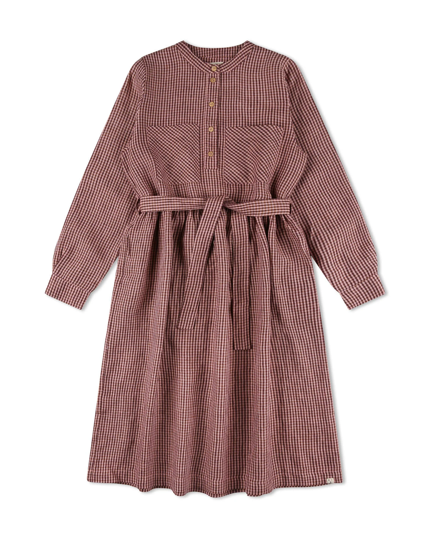 MATONA Damen vegan Kleid Belted Heather Dunkelrot – Ansicht 2