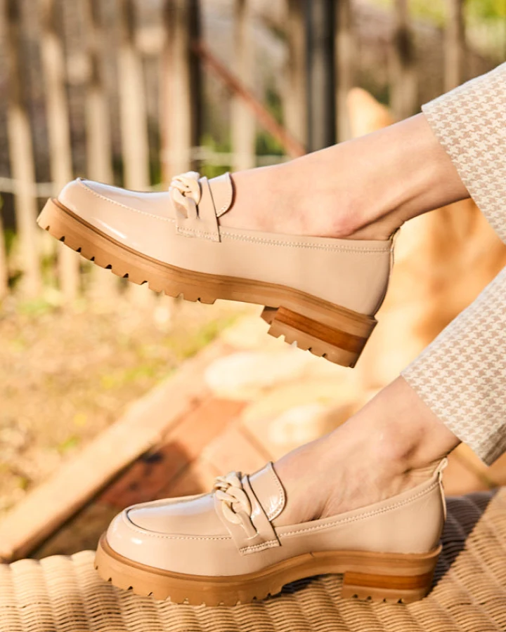Minuit Sur Terre Damen vegan Loafer Sherlock Dune Vernis Beige