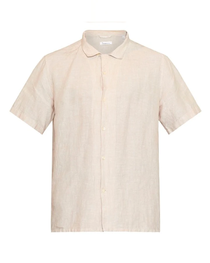 KnowledgeCotton Apparel - Box S/S Linen Shirt - Hemd Gr M beige