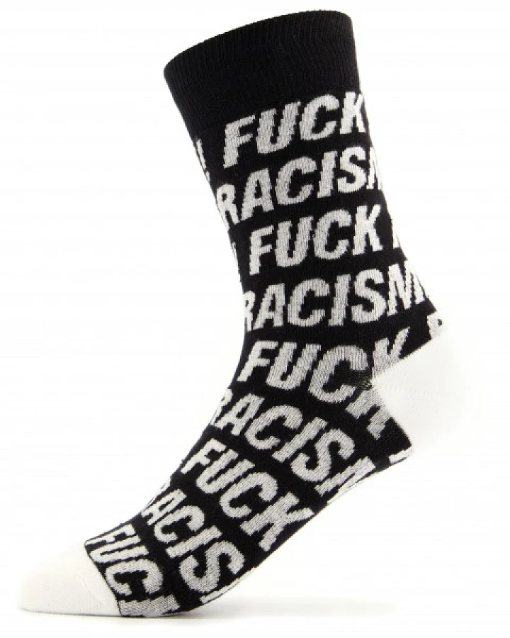 DEDICATED - Socks Sigtuna Fuck Racism Pattern - Multifunktionssocken Gr 36-40 schwarz/grau