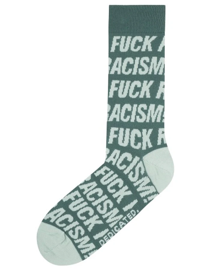 DEDICATED - Socks Sigtuna Fuck Racism Pattern - Multifunktionssocken Gr 41-45 grau