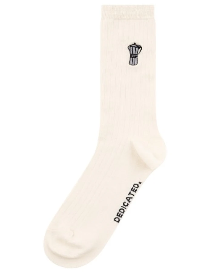 DEDICATED - Rib Socks Knivsta Mocca EMB - Multifunktionssocken Gr 36-40 weiß