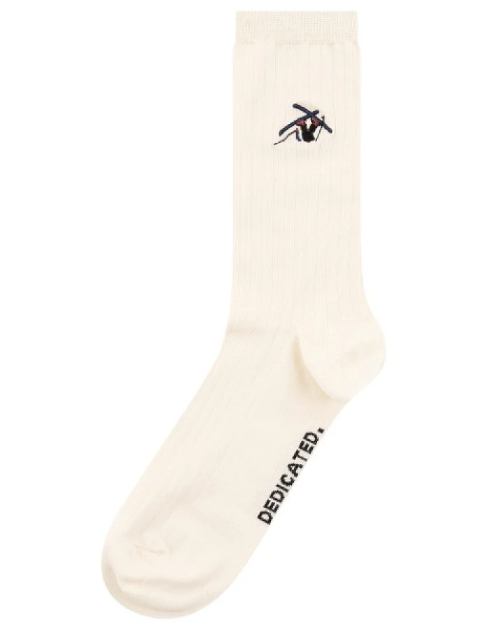 DEDICATED - Rib Socks Knivsta Ski Crash EMB - Multifunktionssocken Gr 36-40 weiß