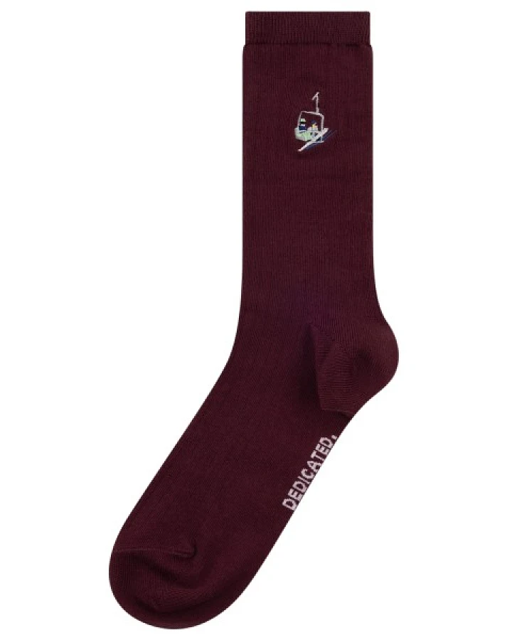 DEDICATED - Rib Socks Knivsta Ski Lift EMB - Multifunktionssocken Gr 41-45 rot