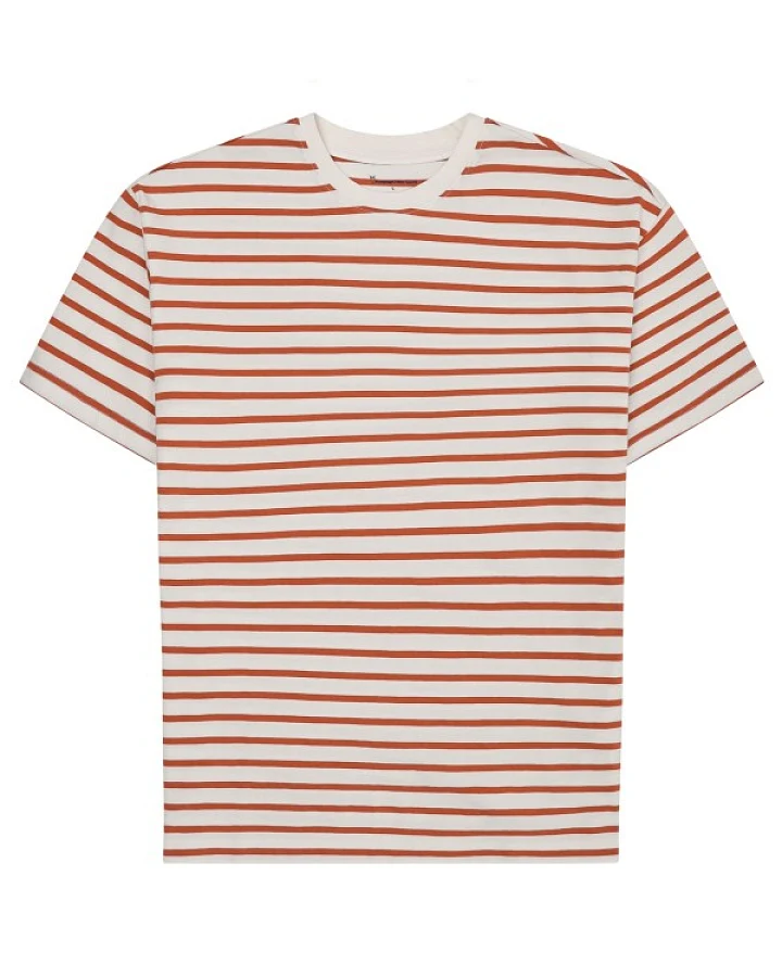 KnowledgeCotton Apparel - Organic Cotton Striped T-Shirt - T-Shirt Gr L rosa