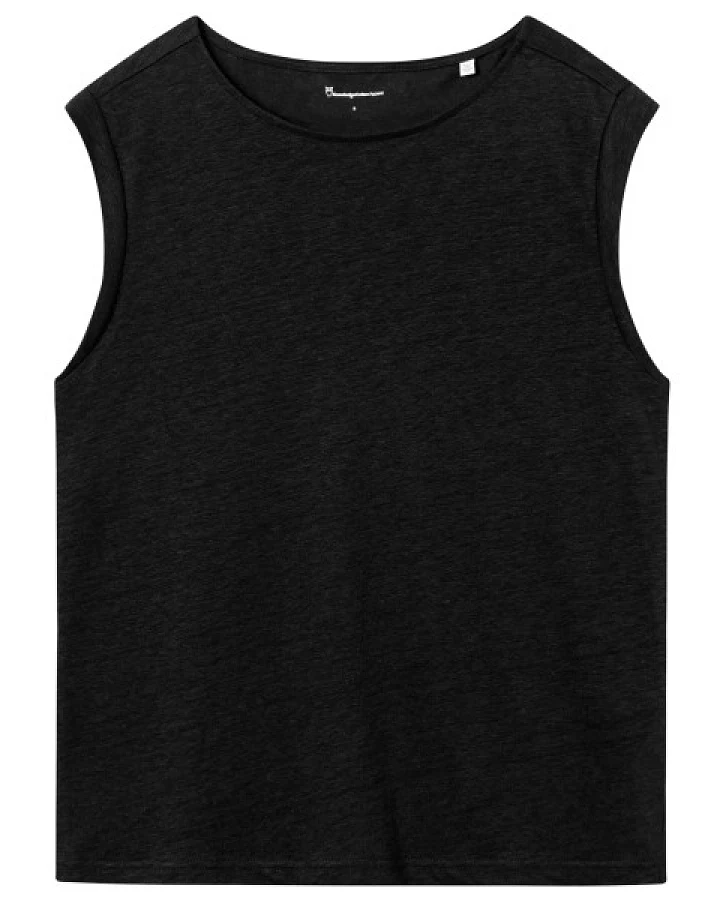 KnowledgeCotton Apparel - Women's Loose Fold Up Linen - Top Gr XL schwarz