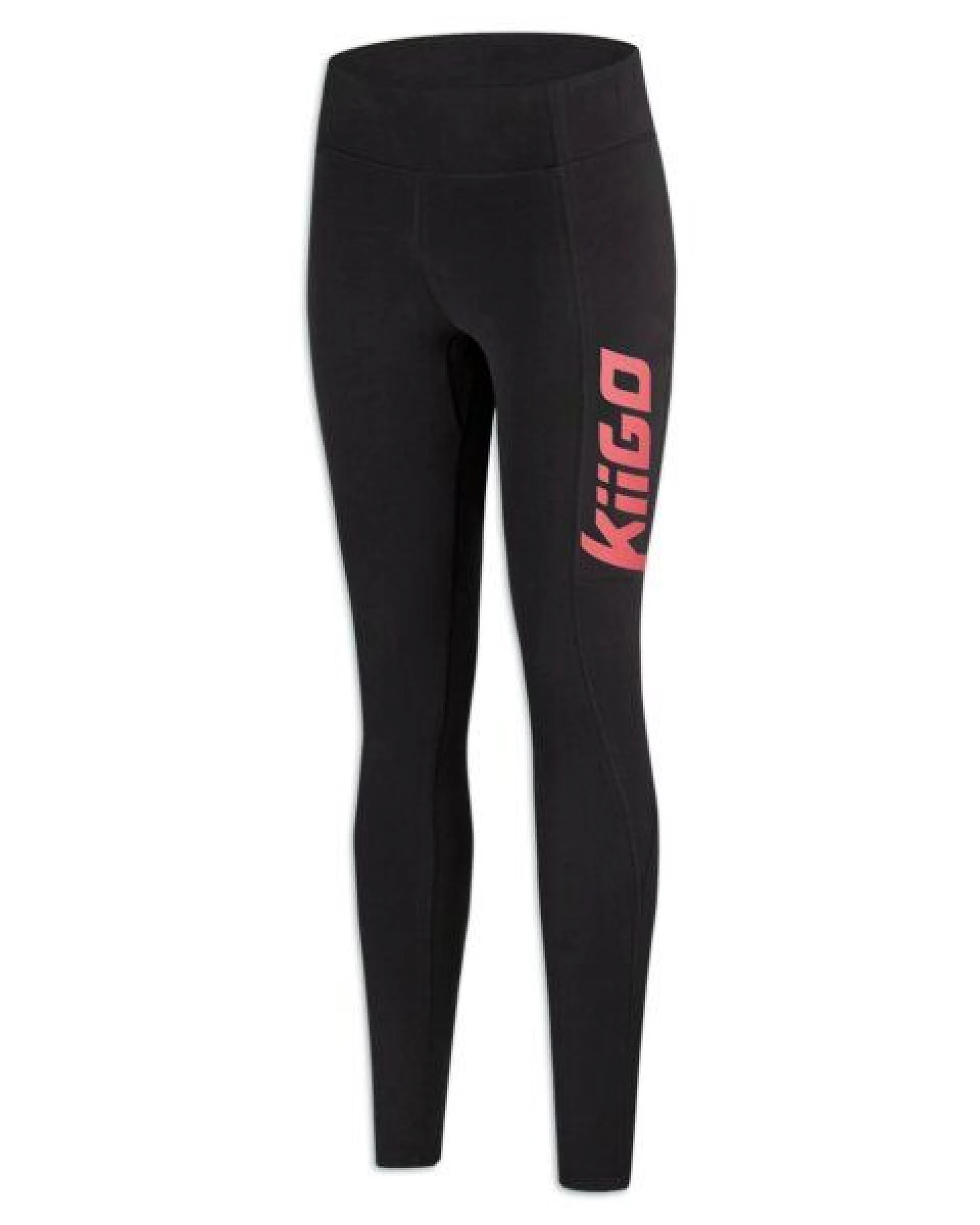 KiiGO Damen Lauf-Leggings aus Biobaumwolle und Roica Elasthan - Schwarz/Rot-Peach – Ansicht 4