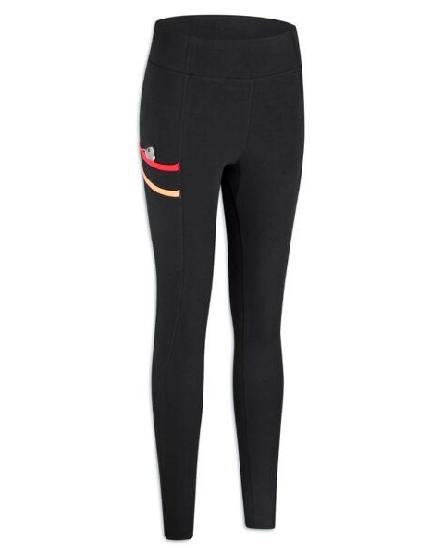 KiiGO Damen Lauf-Leggings aus Biobaumwolle und Roica Elasthan - Schwarz/Rot-Peach – Ansicht 3