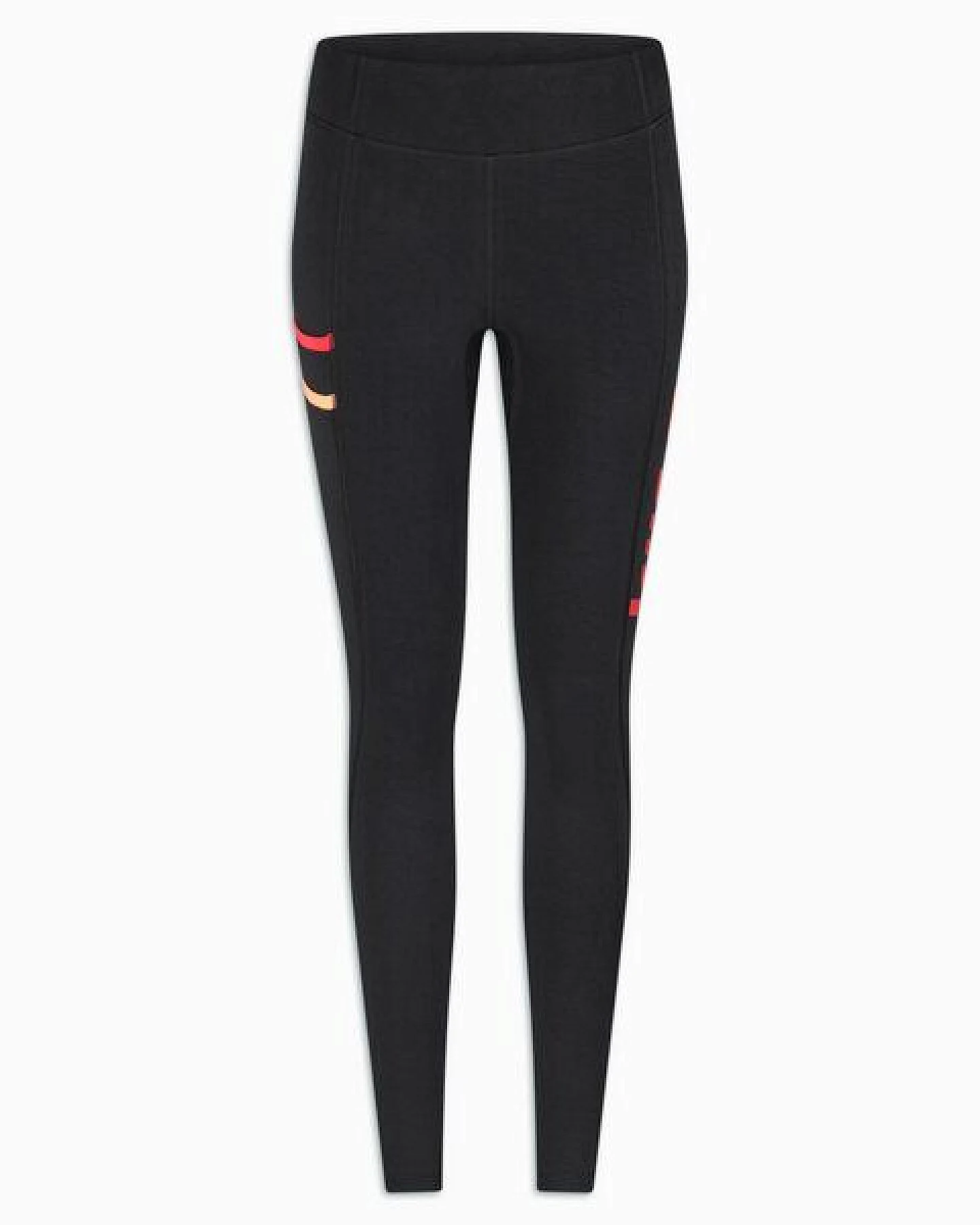 KiiGO Damen Lauf-Leggings aus Biobaumwolle und Roica Elasthan - Schwarz/Rot-Peach – Ansicht 2