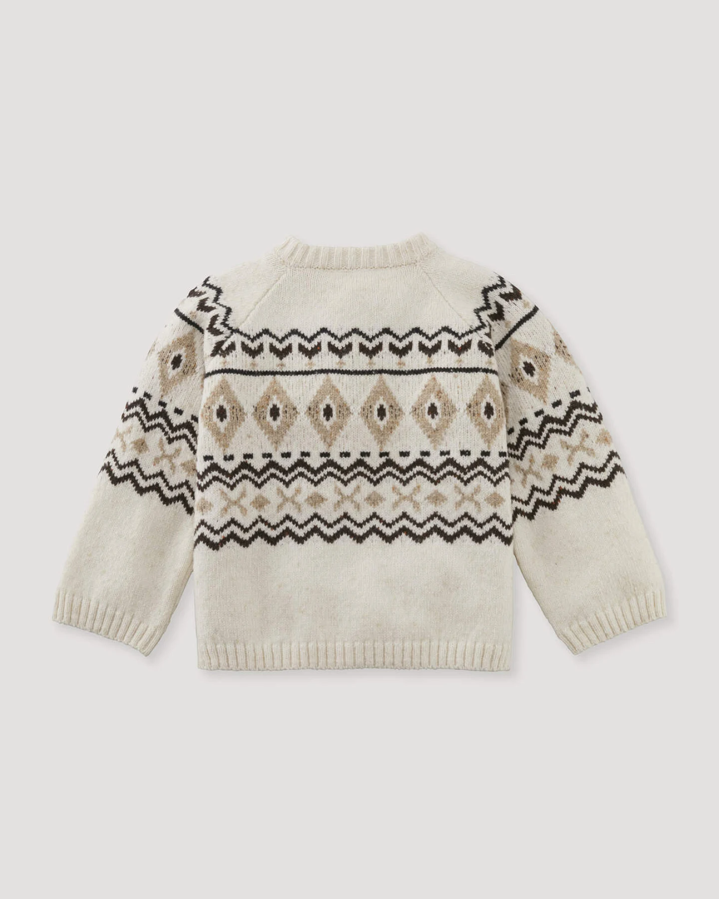 hessnatur Baby Jacquard-Strickjacke Norweger aus Bio-Baumwolle mit Schurwolle - beige - Größe 98/104 – Ansicht 2