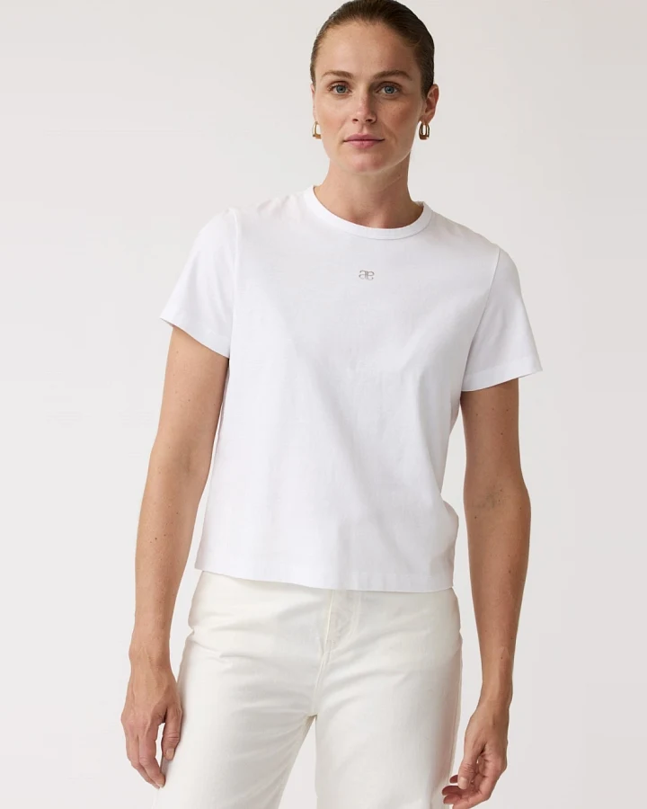 Alchemist Damen vegan T-Shirt Besen Logo Sehr Weiß
