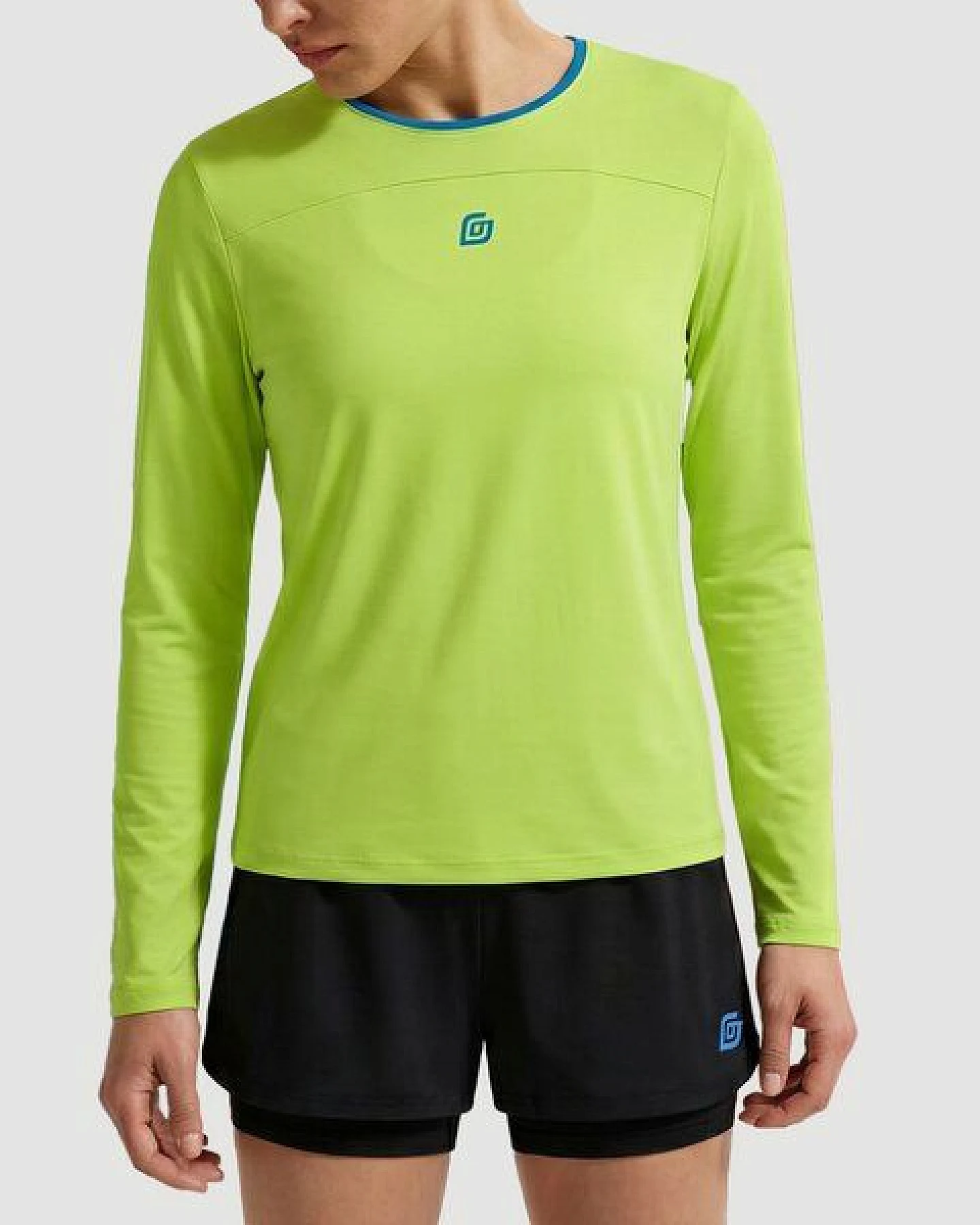 KiiGO Damen Sport Langarmshirt - Limepunch Grün – Ansicht 2
