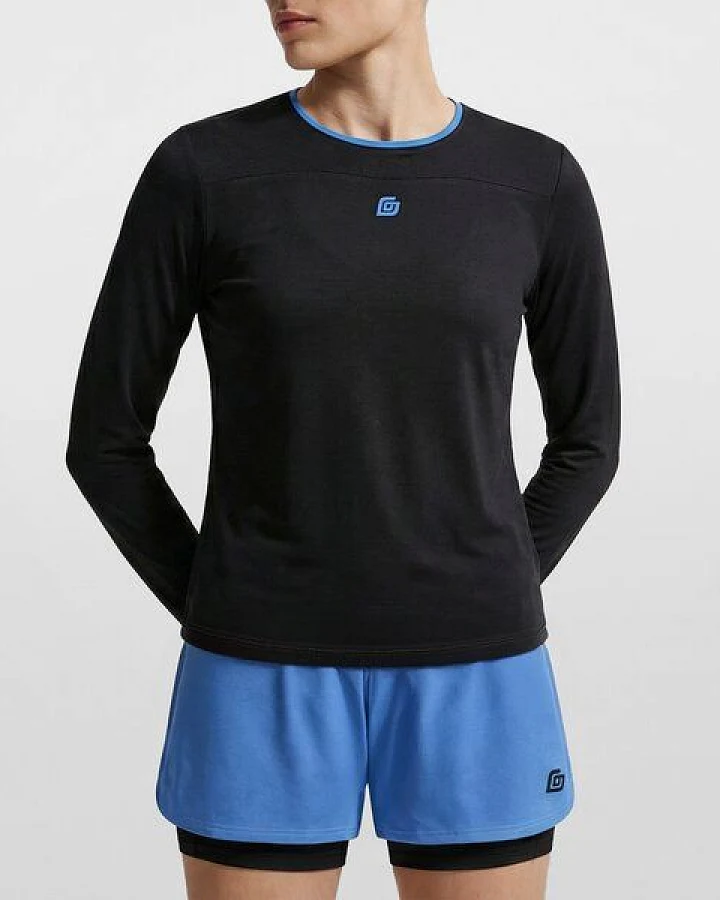 KiiGO Damen Sport Langarmshirt - Schwarz