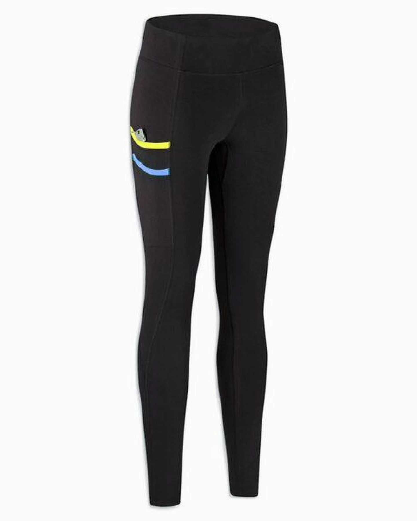 KiiGO Damen Sport-Leggings - Schwarz/Blau-Lime – Ansicht 2