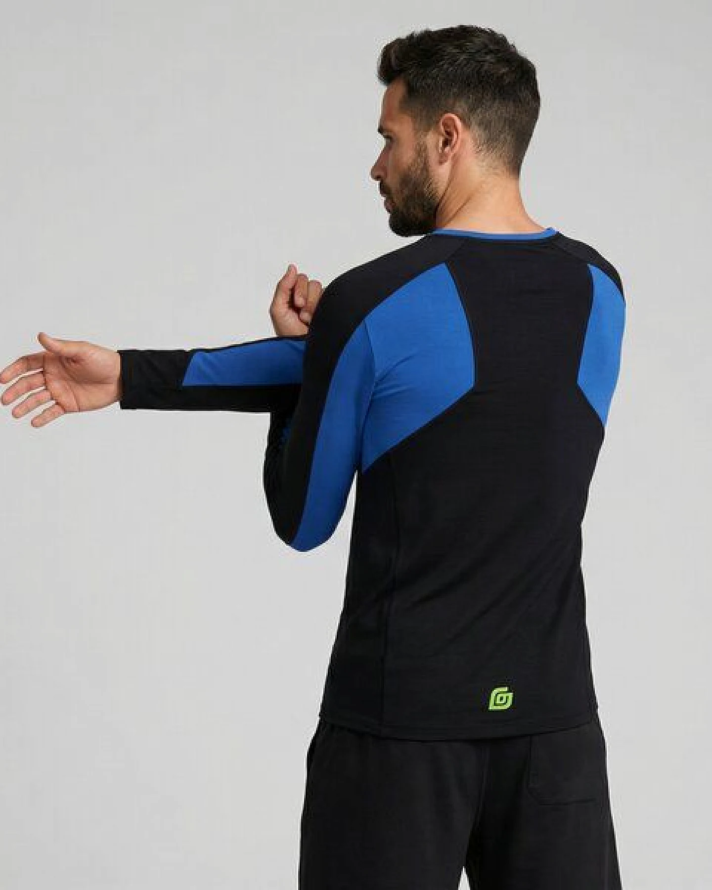 KiiGO Herren Sport Langarmshirt - Schwarz – Ansicht 3