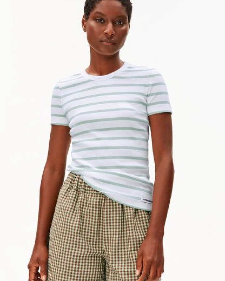 Produktseite: ARMEDANGELS KARDAA STRIPES Damen Ripp-T-Shirt aus Bio-Baumwoll Mix